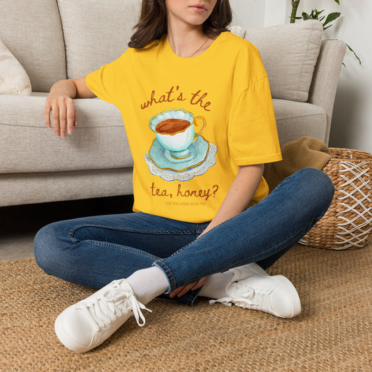 “What’s the Tea, Honey?” T-Shirt — Soft Aesthetic Cotton Tee