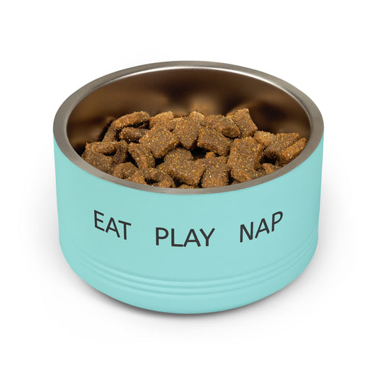 EAT, PLAY, NAP Pet Bowl — Stainless Steel Dog & Cat Bowl