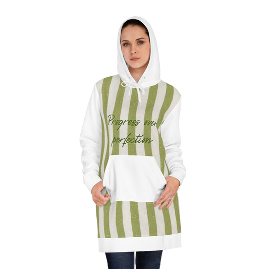Olive Stripe Hoodie Dress — Inspirational Everyday Women’s Pullover Dress