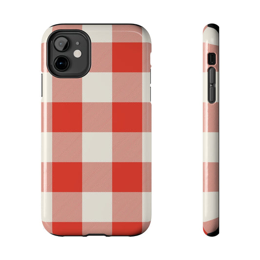 Red Gingham Phone Case — Glossy Protective Everyday Cover