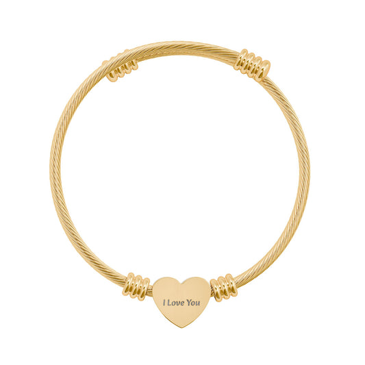 DriftKind Engravable Bracelet — Sentimental Heart Cuff Gift
