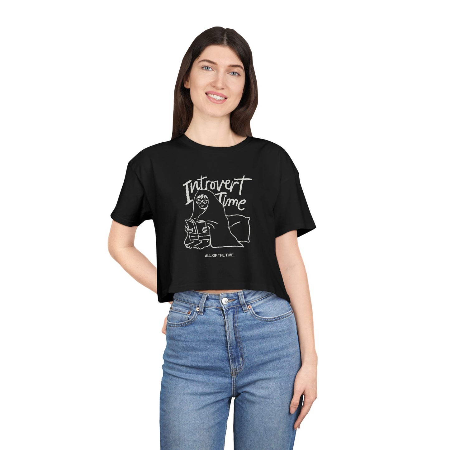 Introvert Time Tee — Women’s Easy Everyday Cropped Graphic Shirt