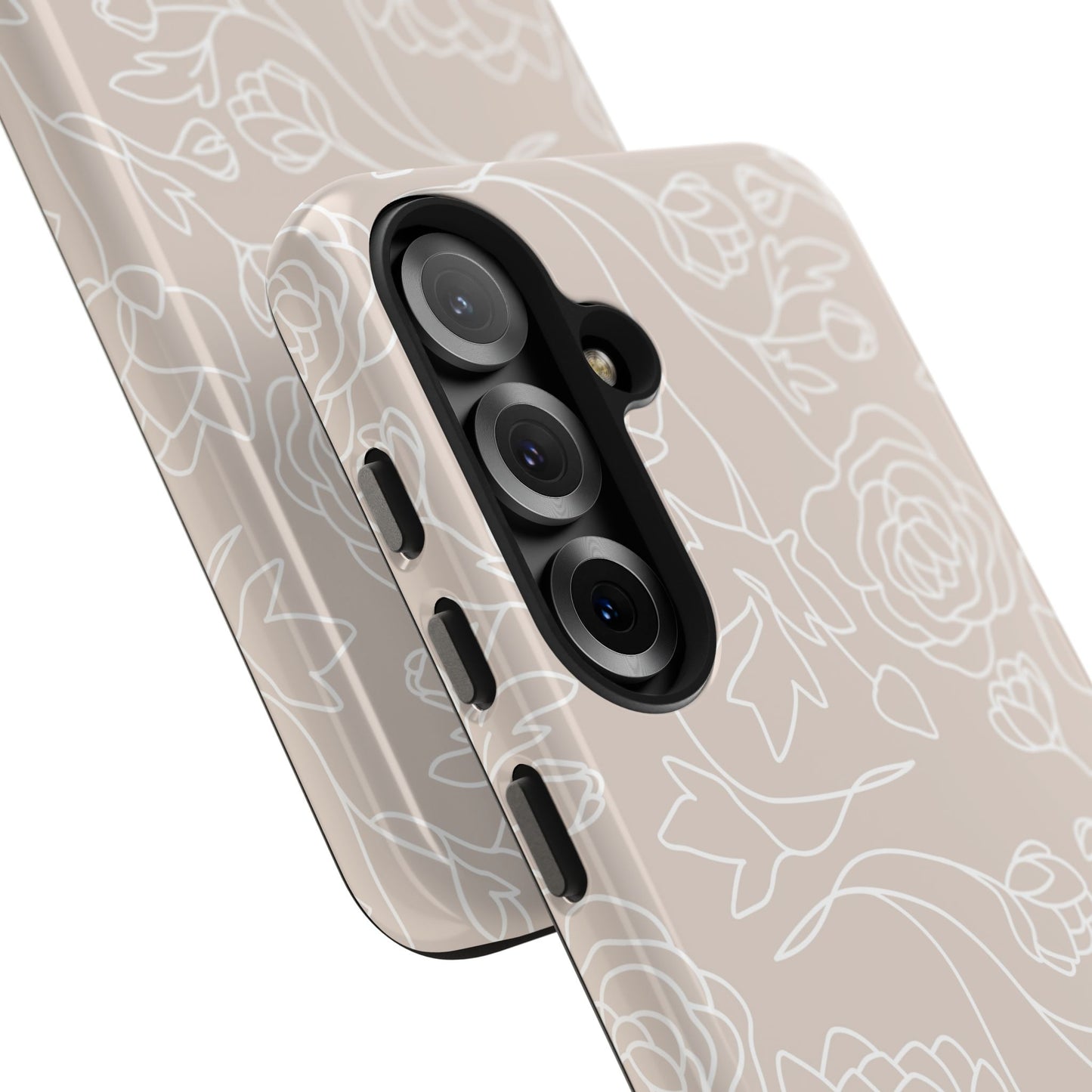 Neutral Floral Phone Case — Tough Rose Line Art Cover