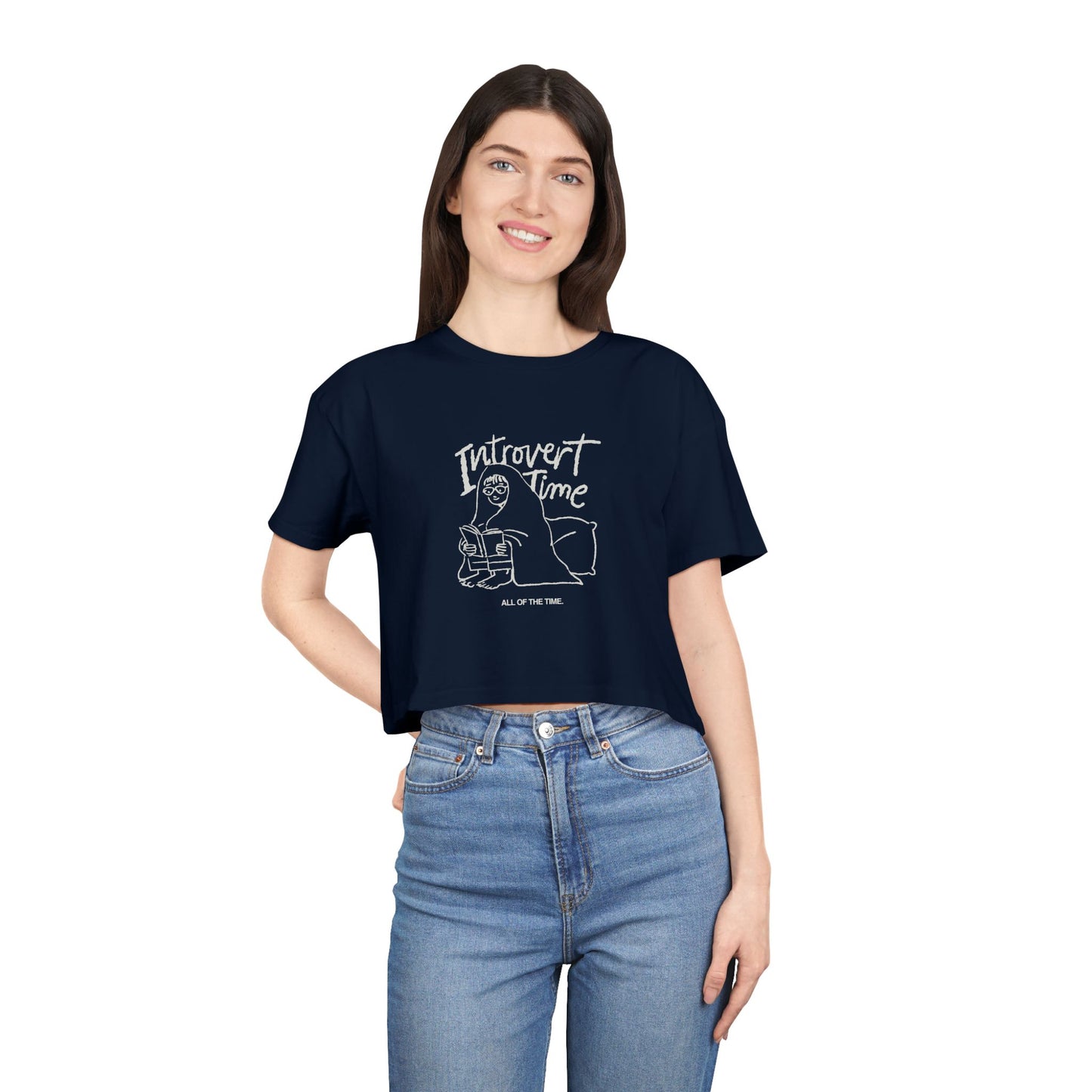 Introvert Time Tee — Women’s Easy Everyday Cropped Graphic Shirt