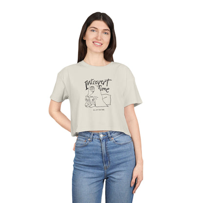 Introvert Time Tee — Women’s Easy Everyday Cropped Graphic Shirt
