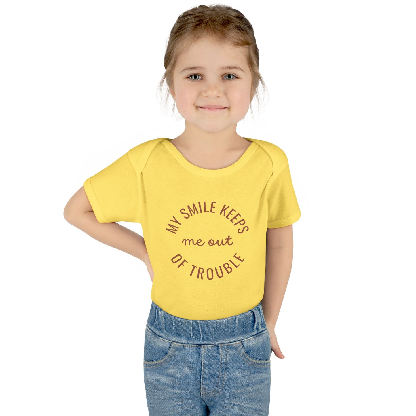 Infant Bodysuit - "My Smile Keeps Me Out Of Trouble" Cute Baby Onesie | Newborn Gift