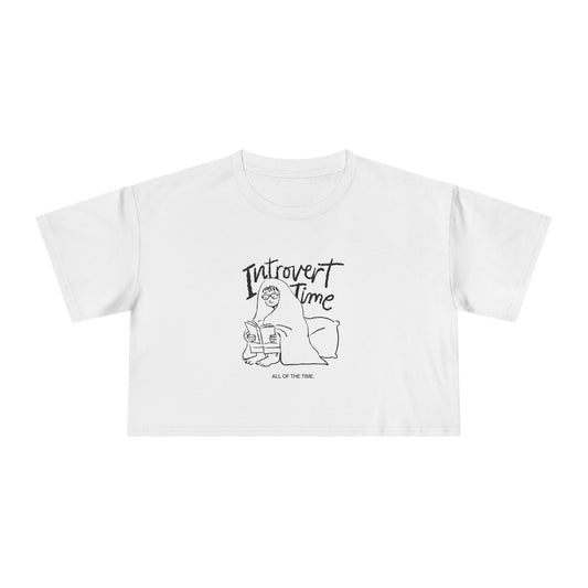 Introvert Time Tee — Women’s Easy Everyday Cropped Graphic Shirt