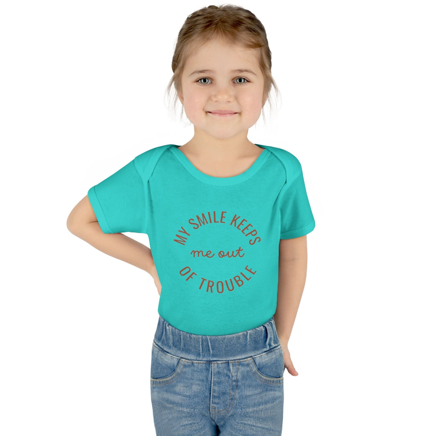 Infant Bodysuit - "My Smile Keeps Me Out Of Trouble" Cute Baby Onesie | Newborn Gift