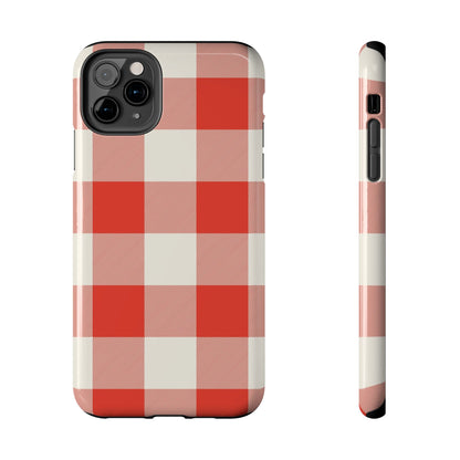 Red Gingham Phone Case — Glossy Protective Everyday Cover