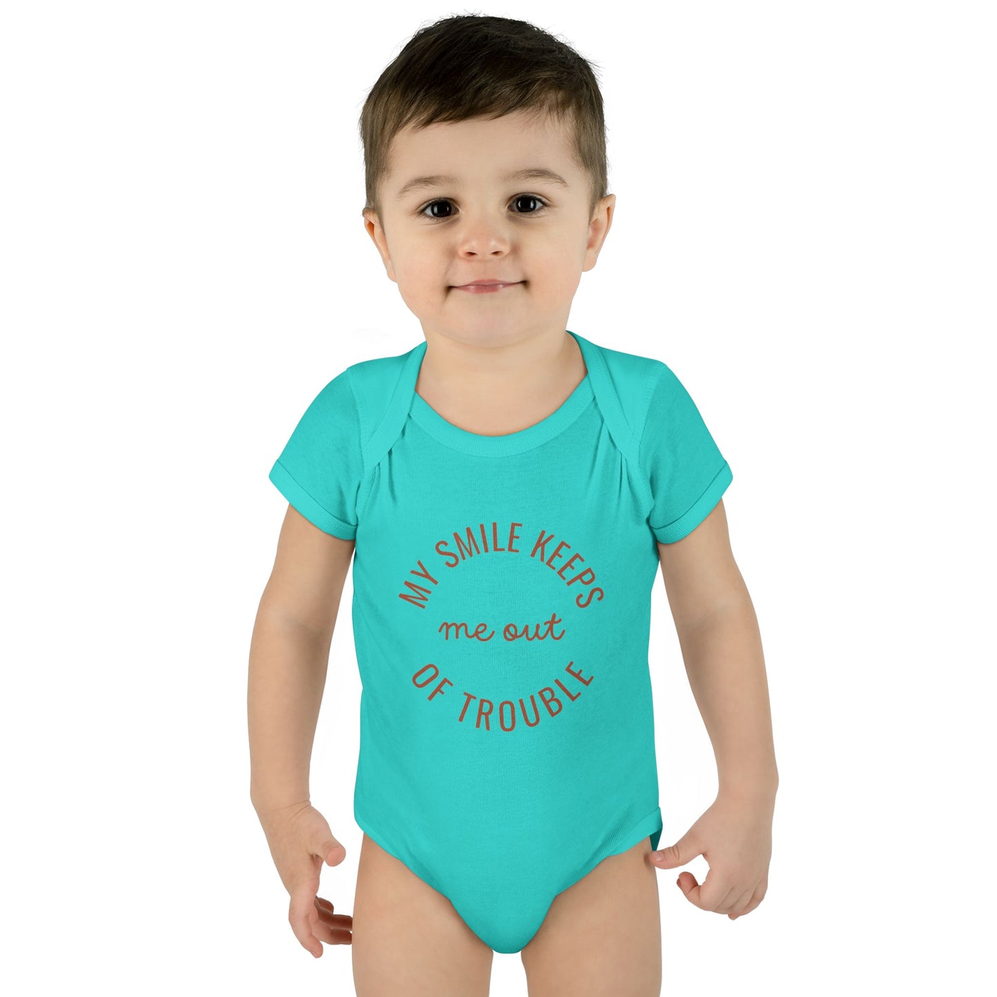 Infant Bodysuit - "My Smile Keeps Me Out Of Trouble" Cute Baby Onesie | Newborn Gift