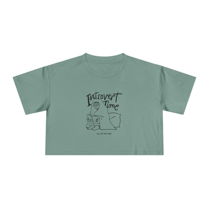 Introvert Time Tee — Women’s Easy Everyday Cropped Graphic Shirt