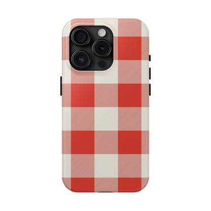 Red Gingham Phone Case — Glossy Protective Everyday Cover