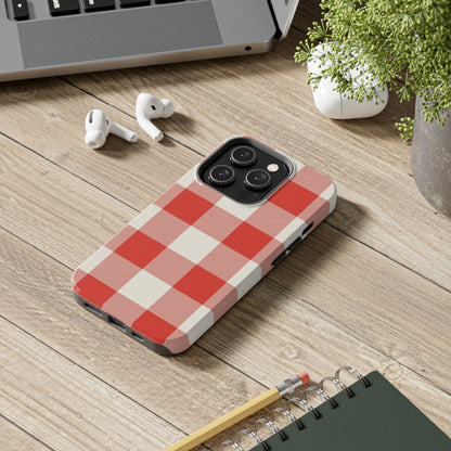 Red Gingham Phone Case — Glossy Protective Everyday Cover