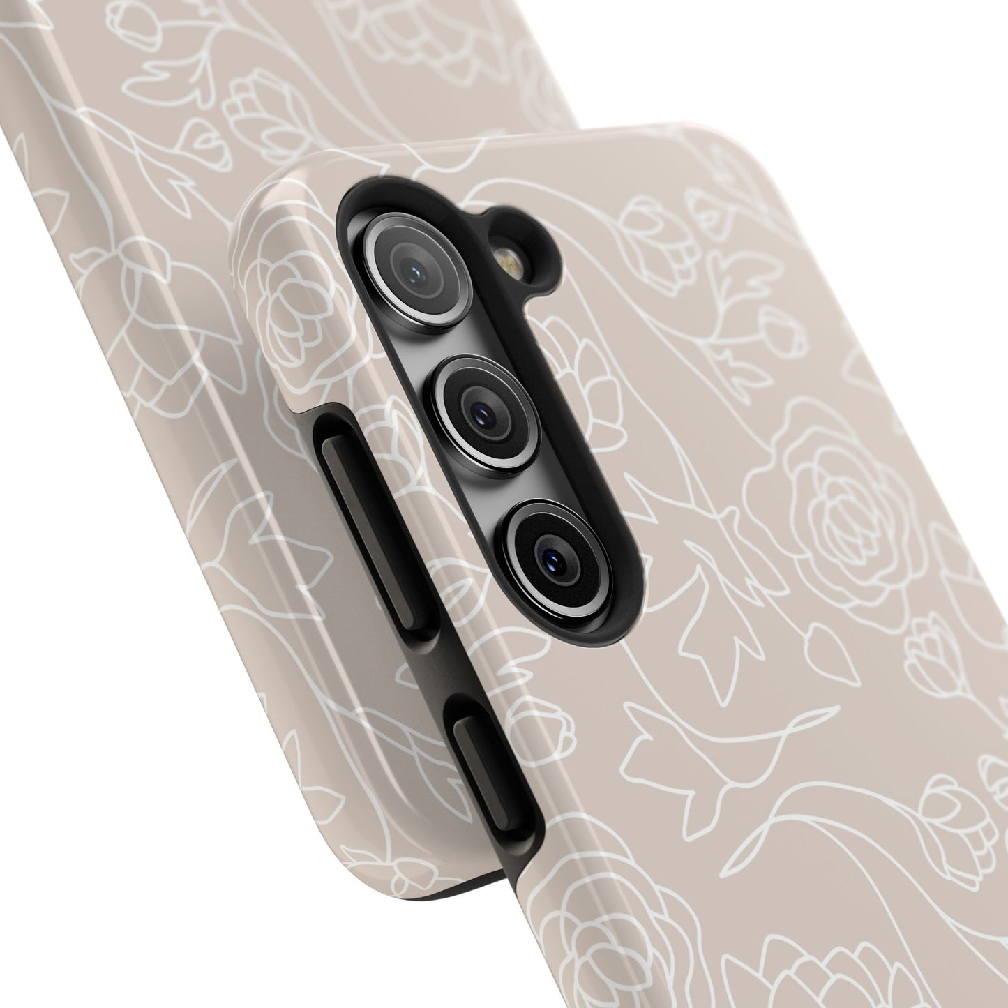 Neutral Floral Phone Case — Tough Rose Line Art Cover