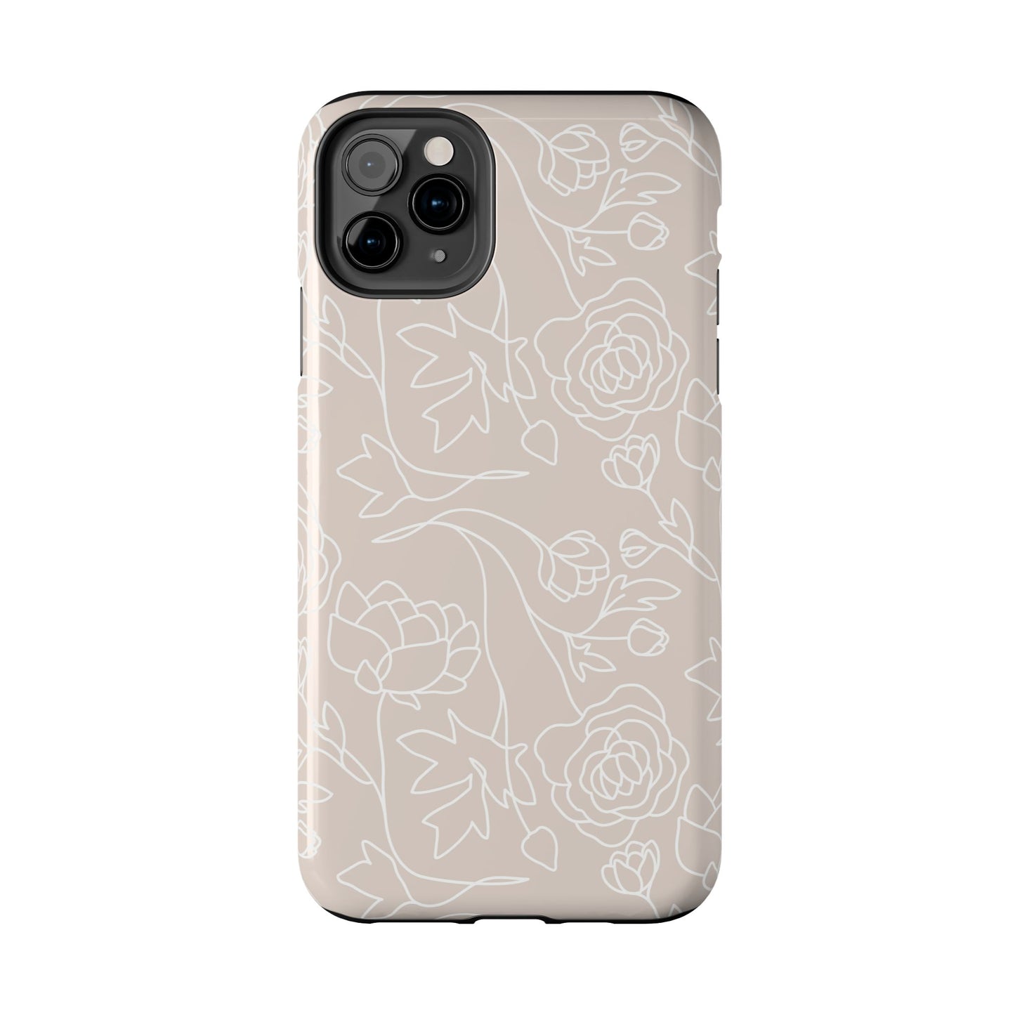 Neutral Floral Phone Case — Tough Rose Line Art Cover
