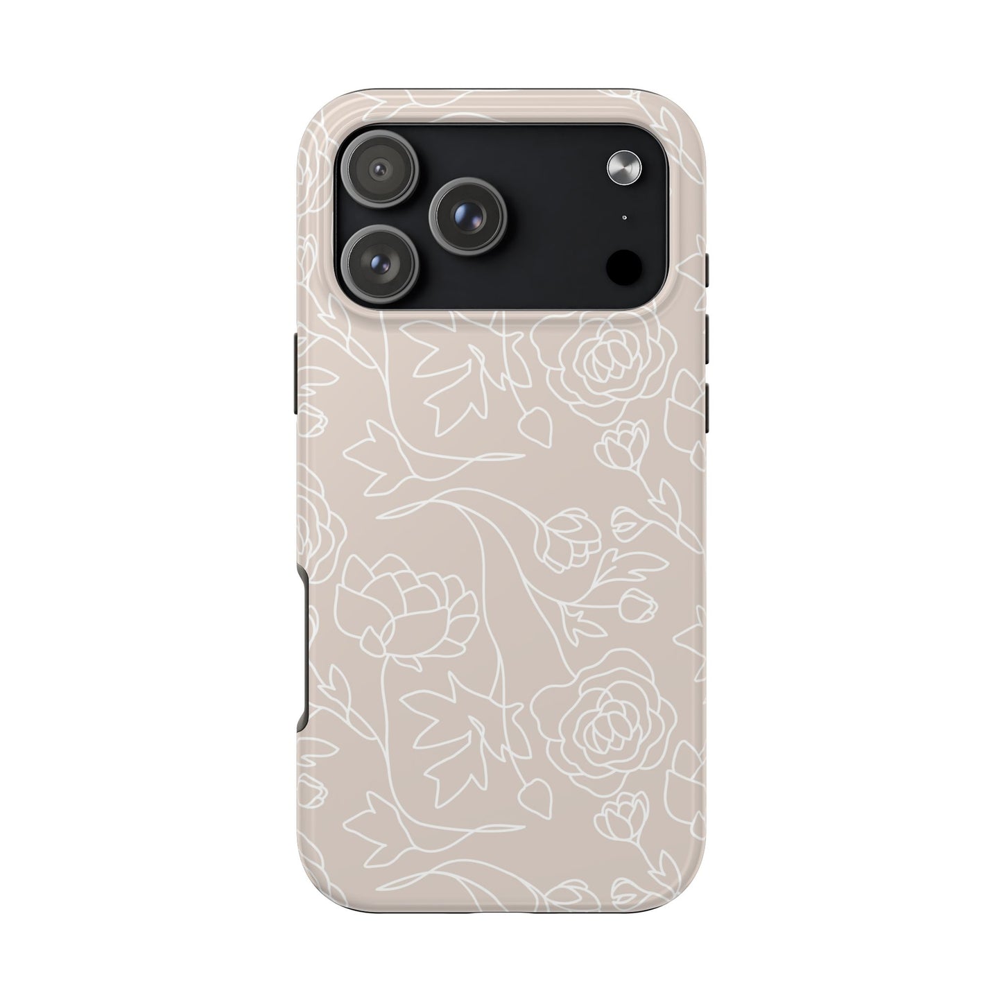 Neutral Floral Phone Case — Tough Rose Line Art Cover