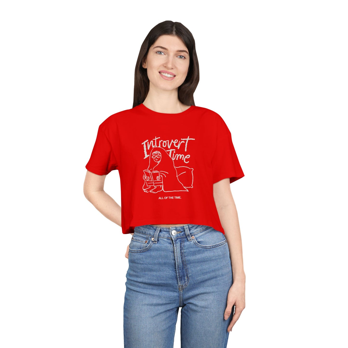 Introvert Time Tee — Women’s Easy Everyday Cropped Graphic Shirt
