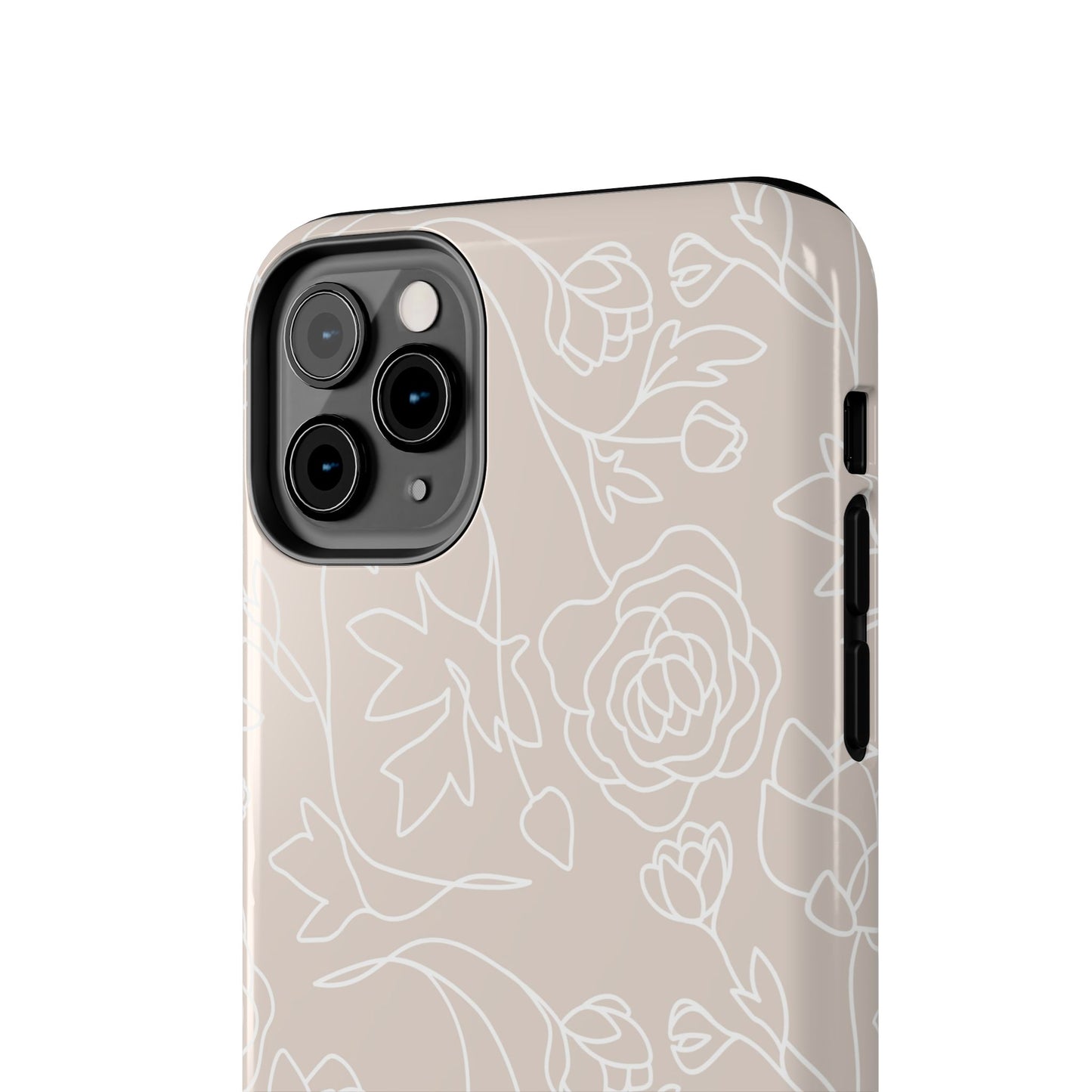 Neutral Floral Phone Case — Tough Rose Line Art Cover