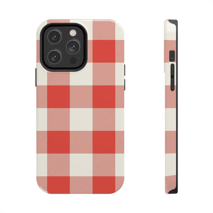 Red Gingham Phone Case — Glossy Protective Everyday Cover