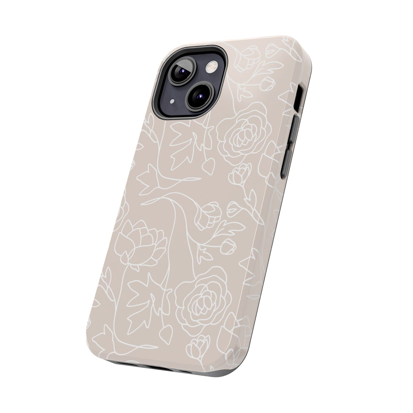 Neutral Floral Phone Case — Tough Rose Line Art Cover