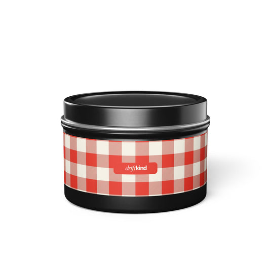 Gingham Scented Candle Tin — Cozy Everyday Travel Candle