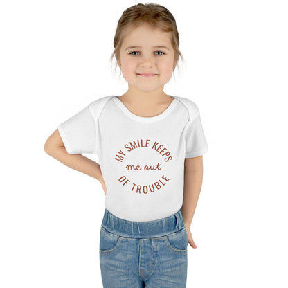 Infant Bodysuit - "My Smile Keeps Me Out Of Trouble" Cute Baby Onesie | Newborn Gift