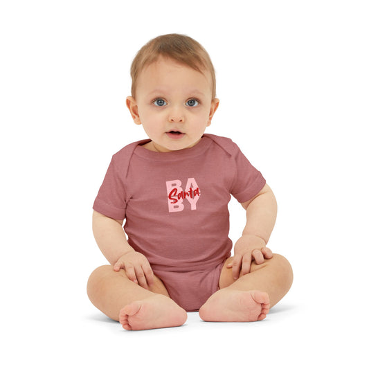 Baby One-Piece Romper — Pink “Baby Santa” Christmas Newborn Bodysuit