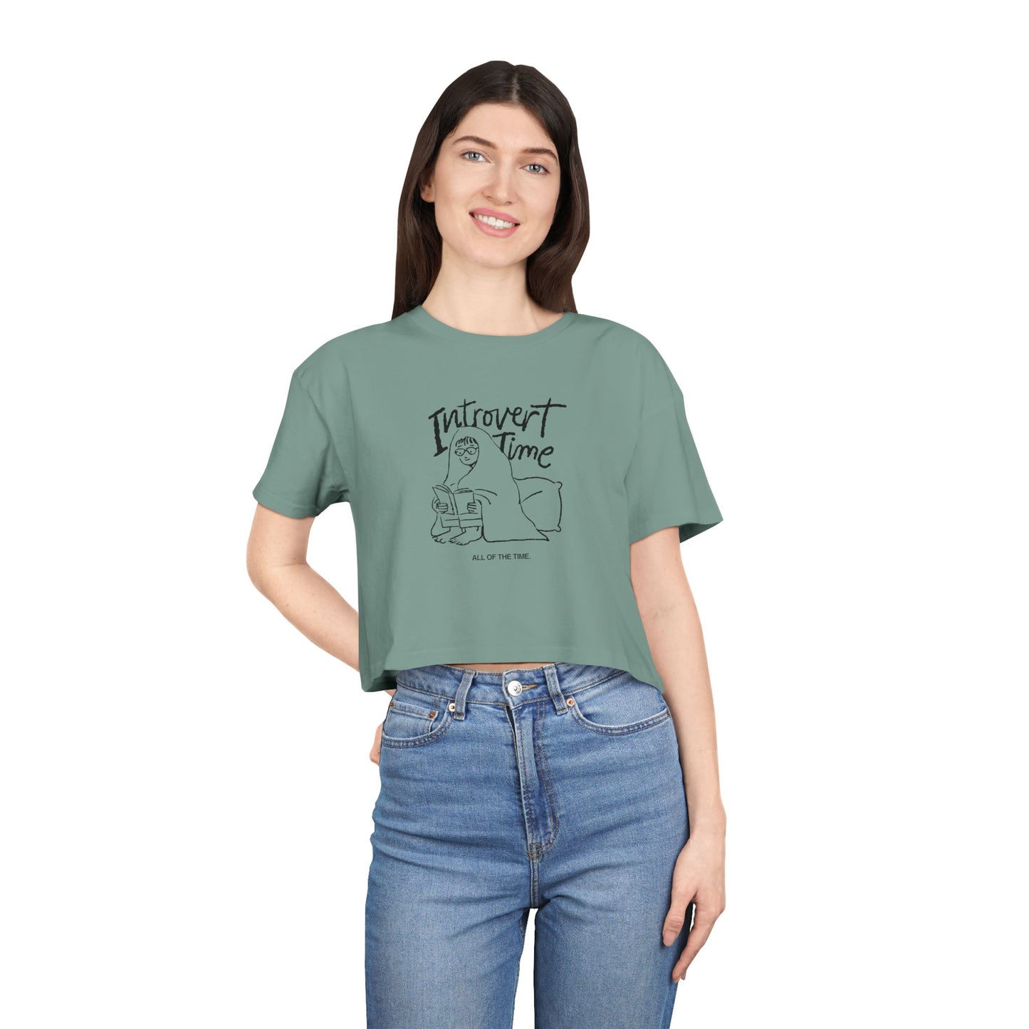 Introvert Time Tee — Women’s Easy Everyday Cropped Graphic Shirt