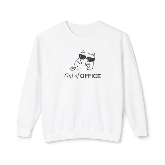 Out of Office Cat Sweater — Minimal Humor Unisex Crewneck