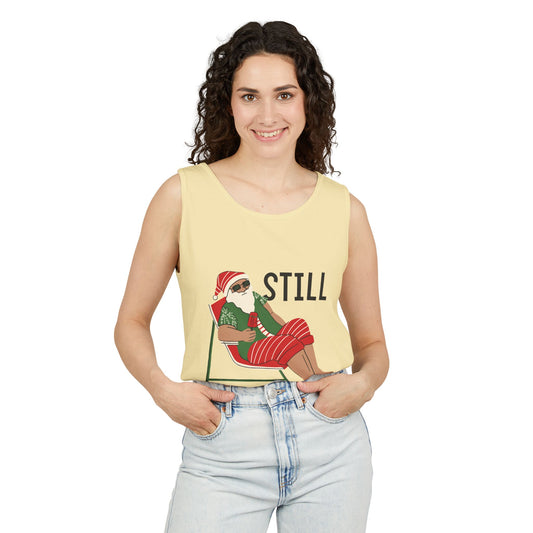 Santa Chill Tank Top — Retro Christmas Beach Graphic Shirt