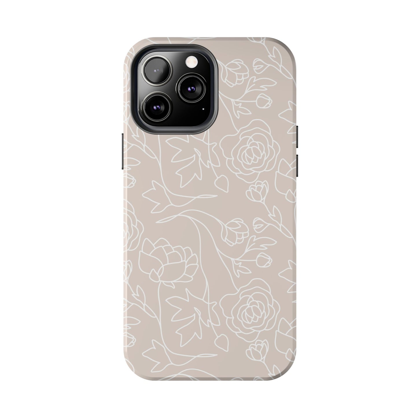 Neutral Floral Phone Case — Tough Rose Line Art Cover