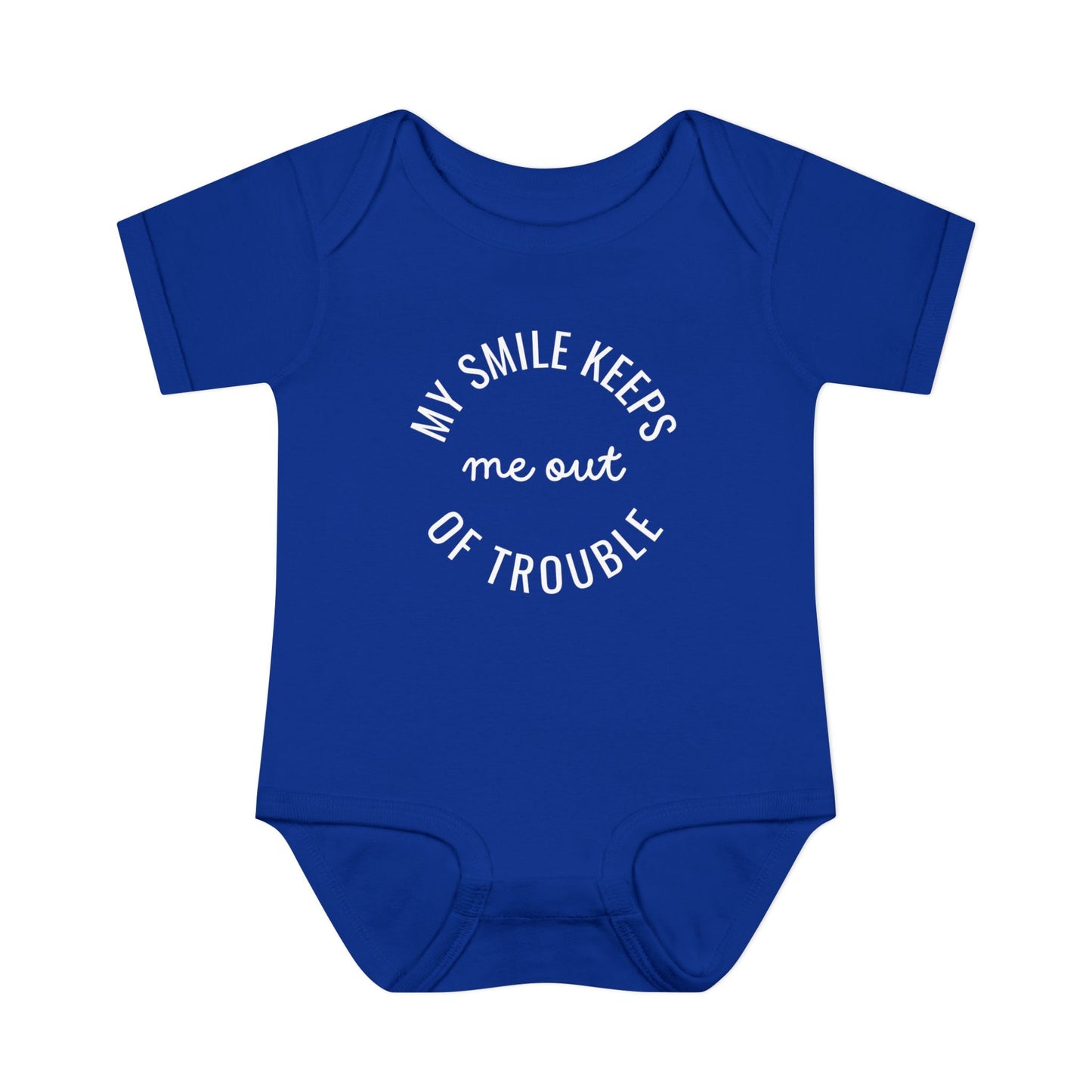 Infant Bodysuit - "My Smile Keeps Me Out Of Trouble" Cute Baby Onesie | Newborn Gift