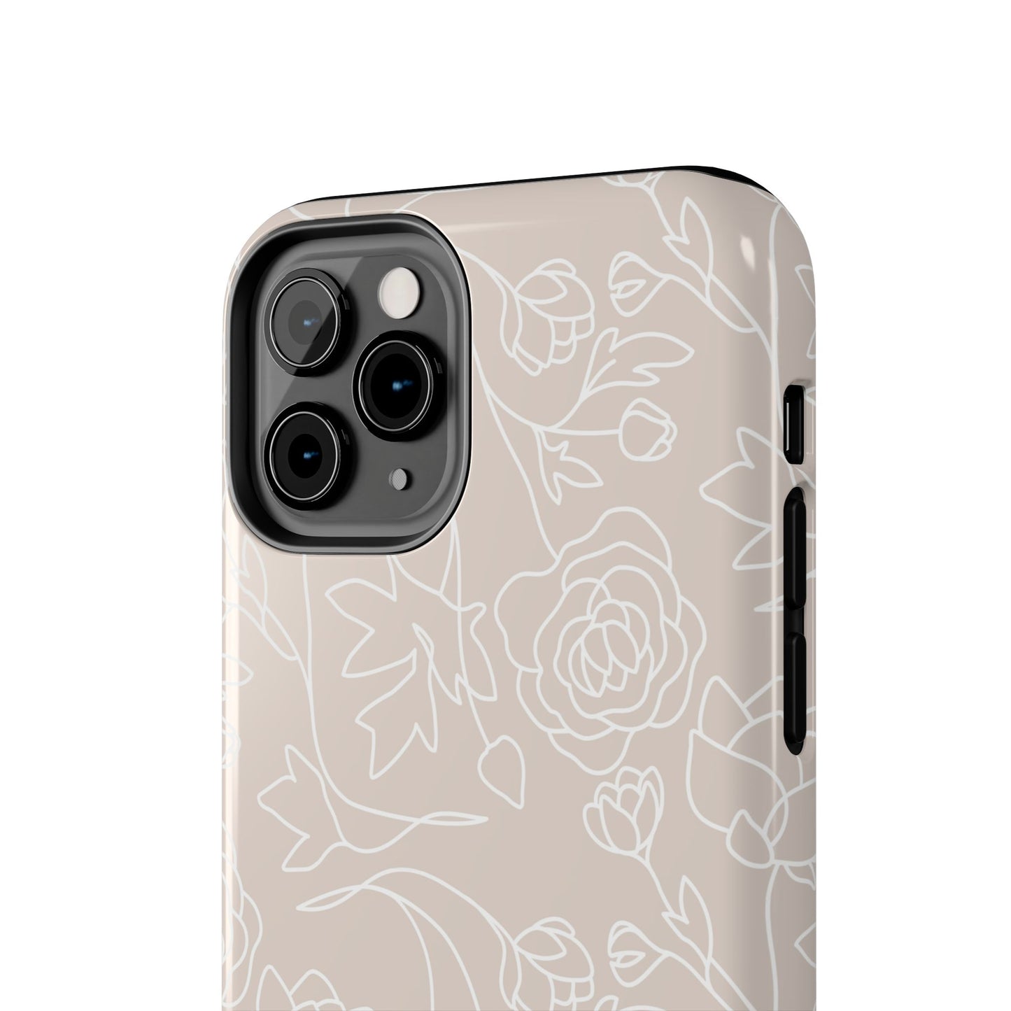 Neutral Floral Phone Case — Tough Rose Line Art Cover
