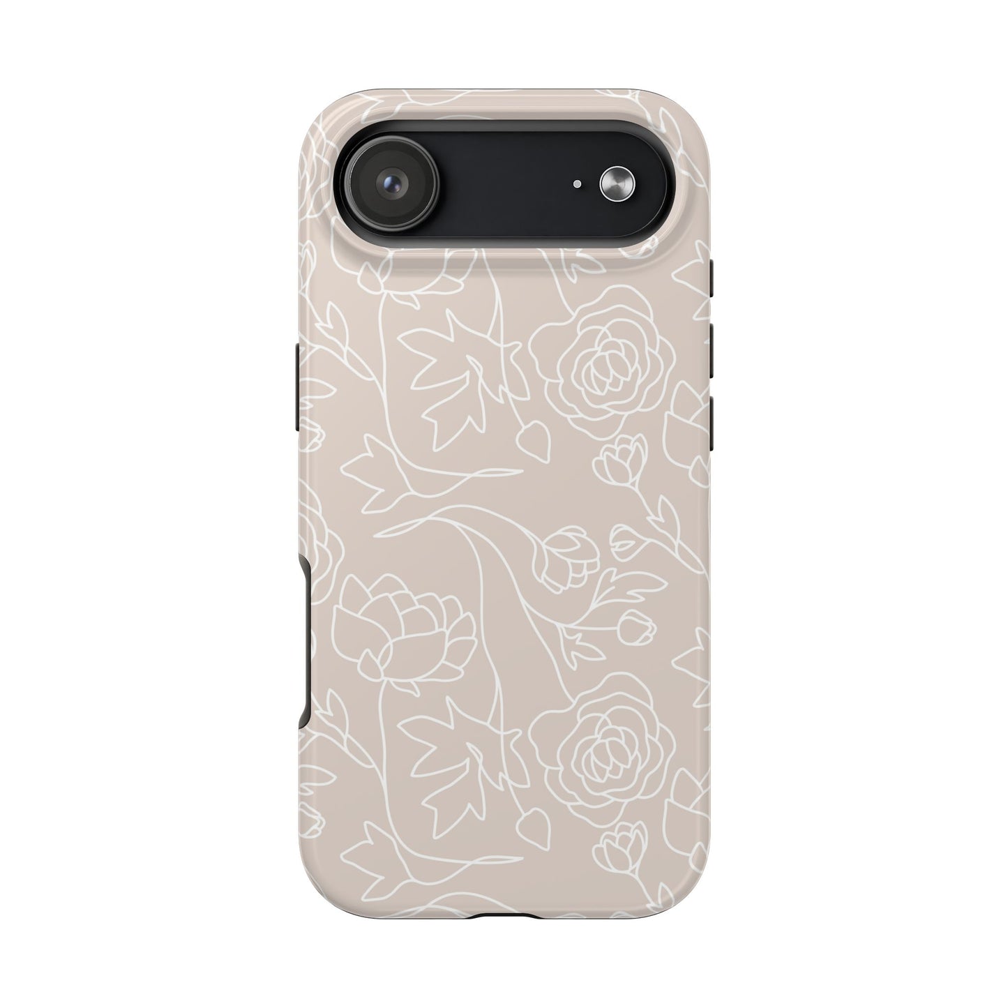 Neutral Floral Phone Case — Tough Rose Line Art Cover