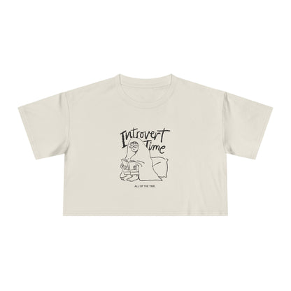 Introvert Time Tee — Women’s Easy Everyday Cropped Graphic Shirt