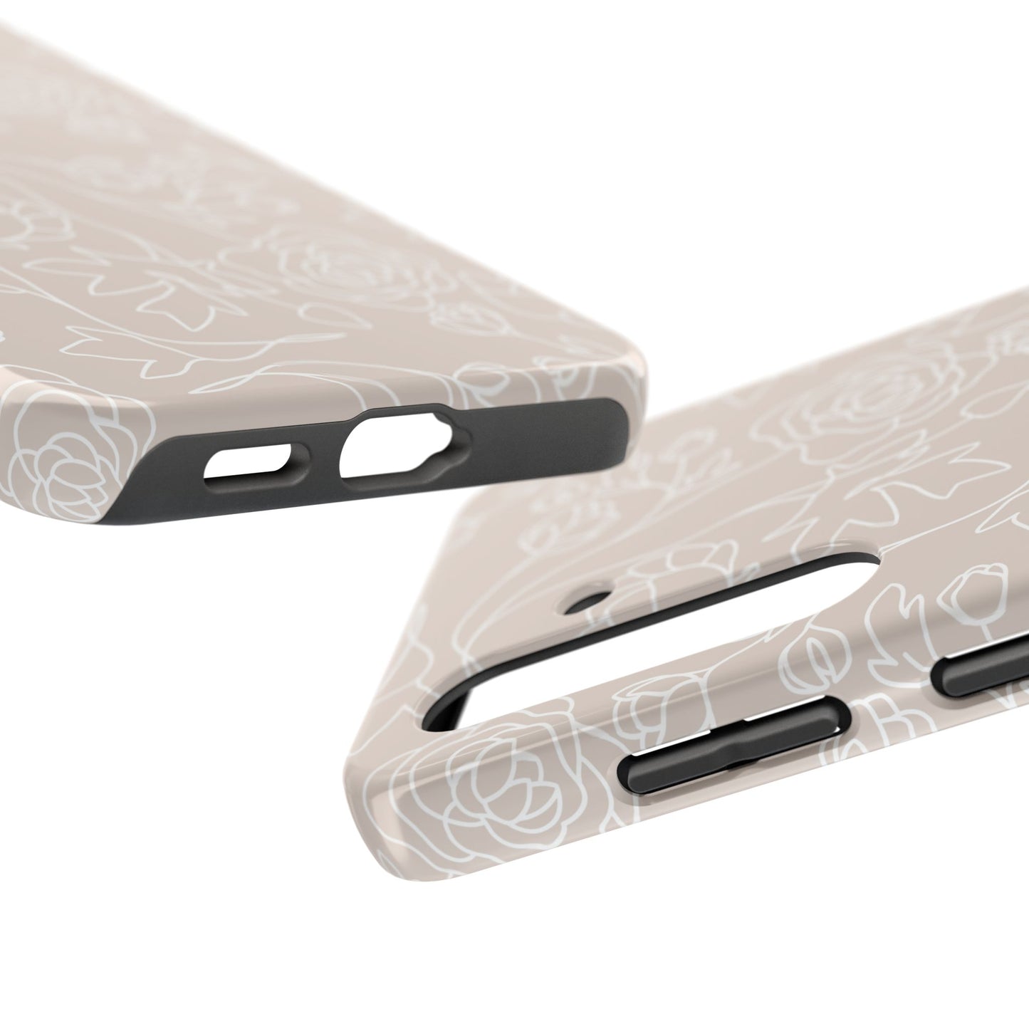 Neutral Floral Phone Case — Tough Rose Line Art Cover