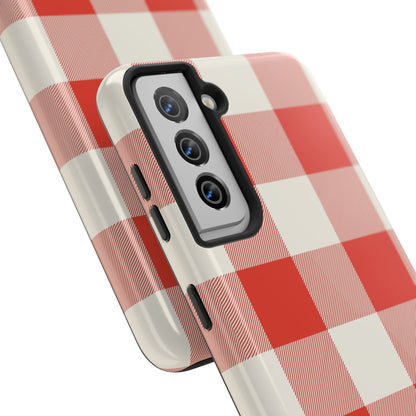 Red Gingham Phone Case — Glossy Protective Everyday Cover