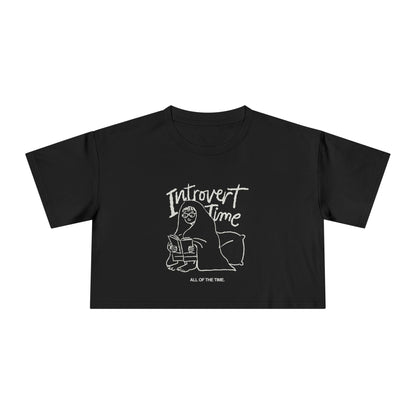Introvert Time Tee — Women’s Easy Everyday Cropped Graphic Shirt