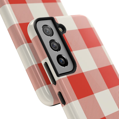 Red Gingham Phone Case — Glossy Protective Everyday Cover