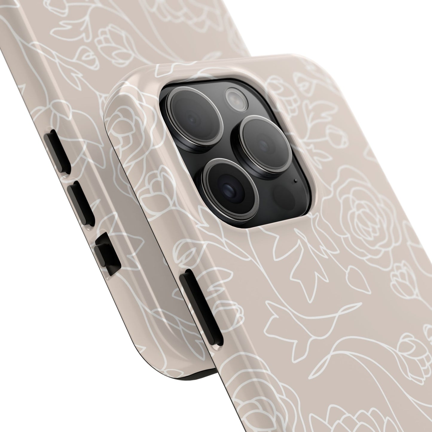 Neutral Floral Phone Case — Tough Rose Line Art Cover