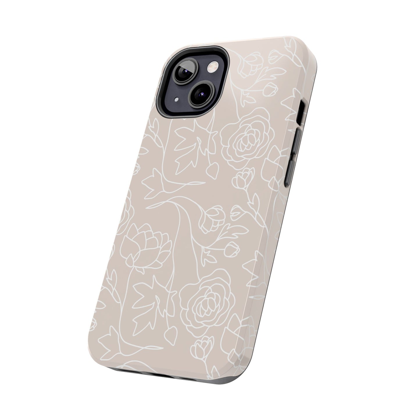 Neutral Floral Phone Case — Tough Rose Line Art Cover