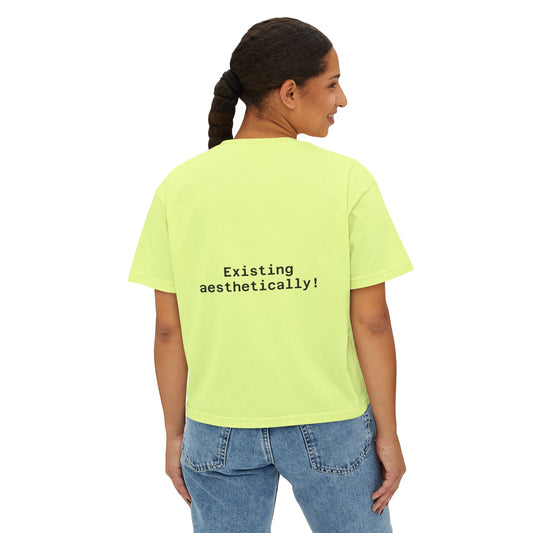 Aesthetically Existing Tee — Cropped Boxy Minimal Back-Print Shirt