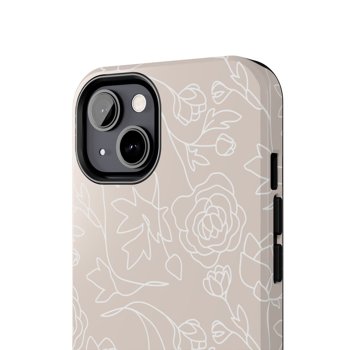 Neutral Floral Phone Case — Tough Rose Line Art Cover