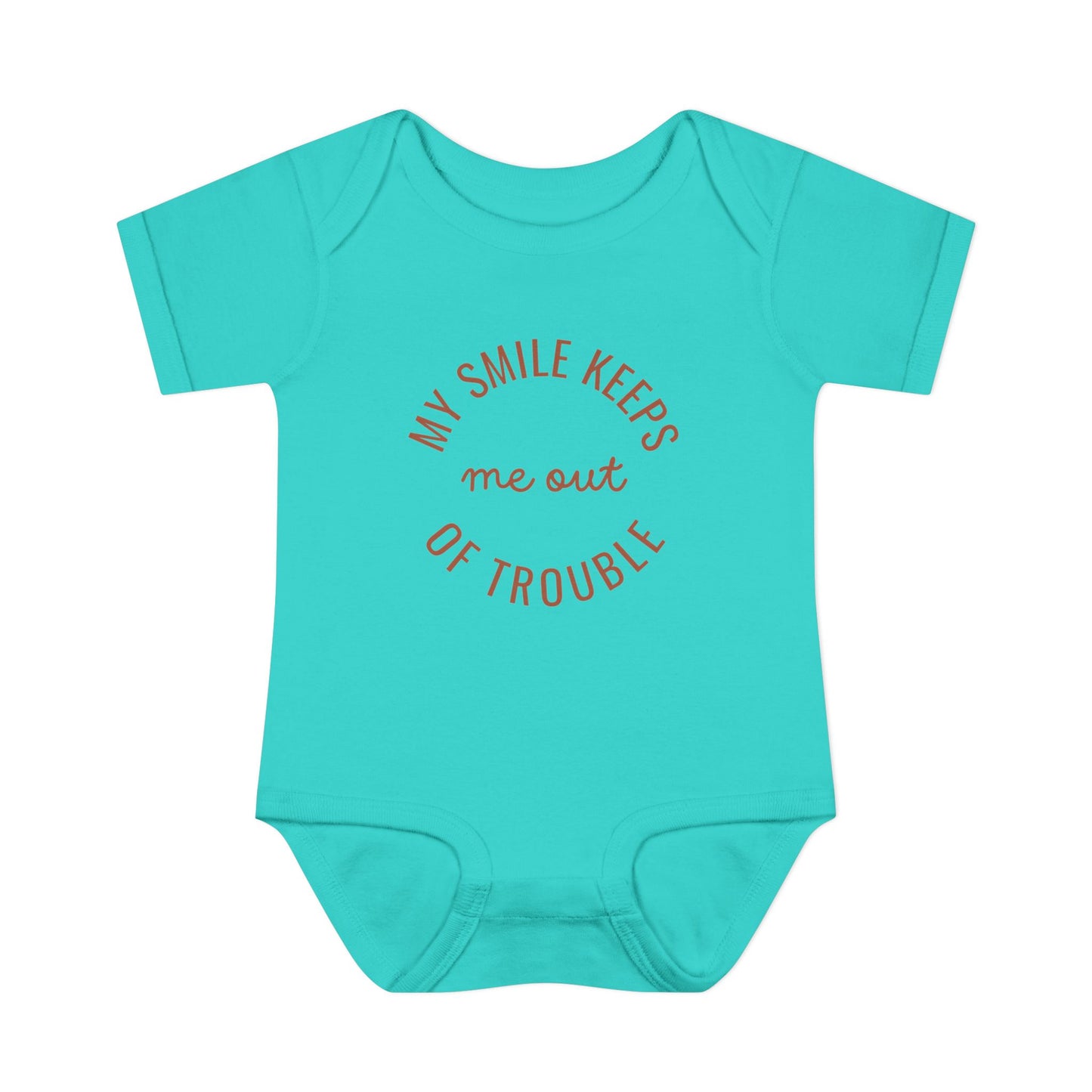 Infant Bodysuit - "My Smile Keeps Me Out Of Trouble" Cute Baby Onesie | Newborn Gift
