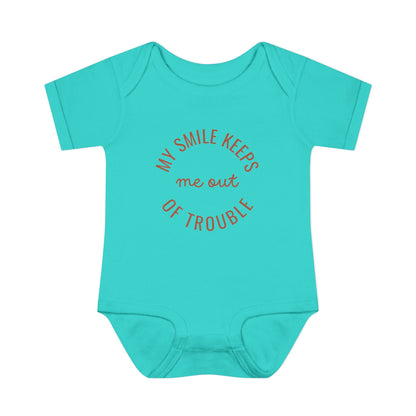 Infant Bodysuit - "My Smile Keeps Me Out Of Trouble" Cute Baby Onesie | Newborn Gift