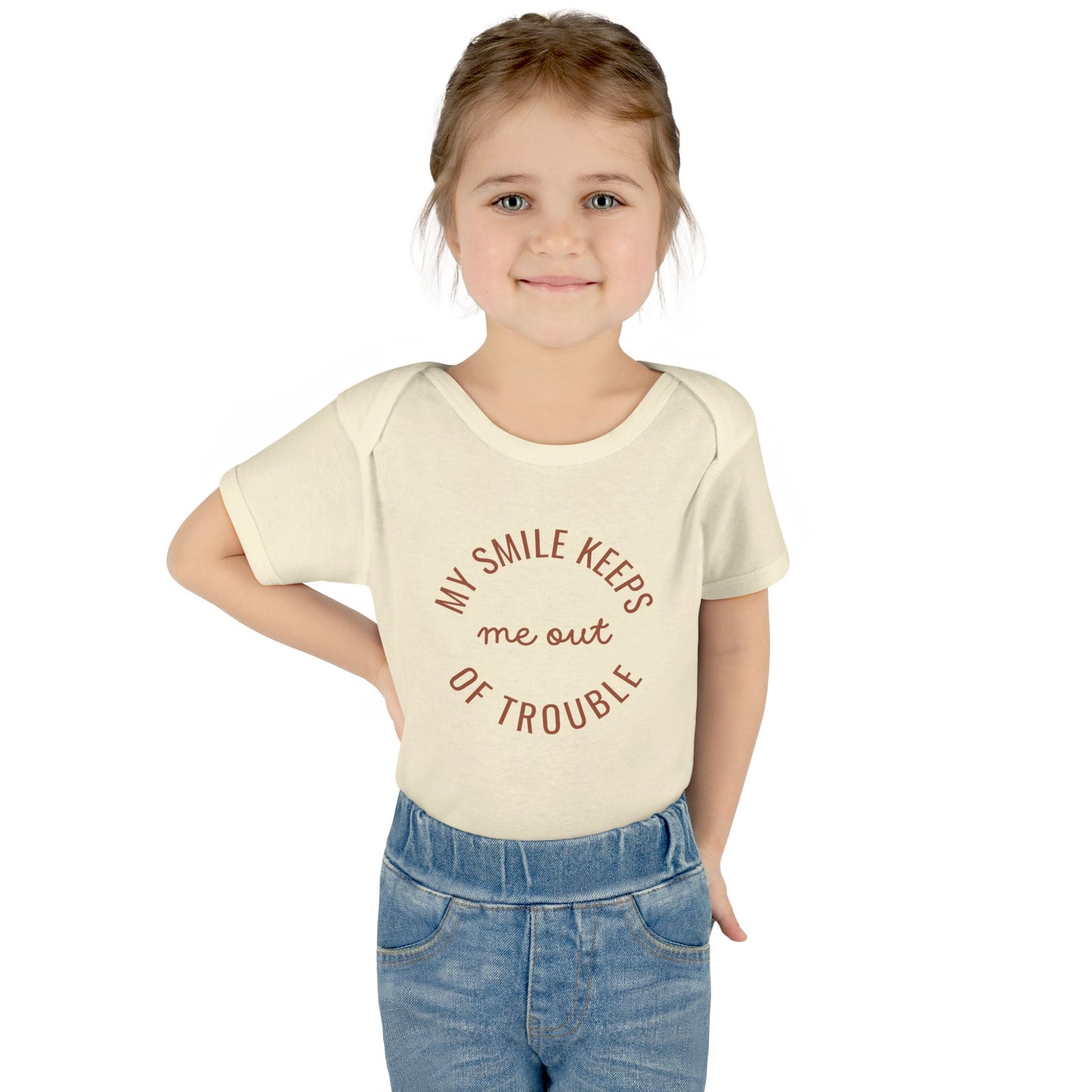 Infant Bodysuit - "My Smile Keeps Me Out Of Trouble" Cute Baby Onesie | Newborn Gift