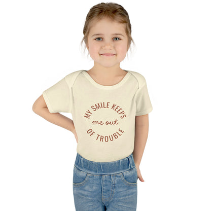 Infant Bodysuit - "My Smile Keeps Me Out Of Trouble" Cute Baby Onesie | Newborn Gift