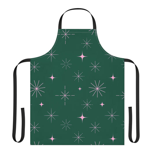 Green Retro Starburst Apron — Stylish Everyday Kitchen Essential