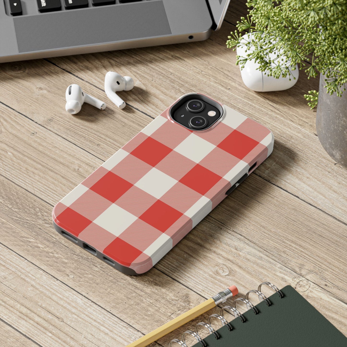 Red Gingham Phone Case — Glossy Protective Everyday Cover