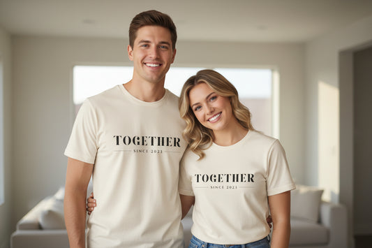 Together Since 2023 T-Shirt — Minimalist Matching Couple Tee